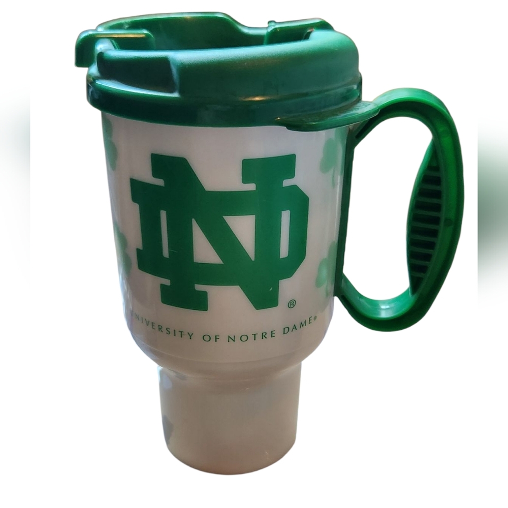 University of Notre Dame Green and White Travel Mug With Lid